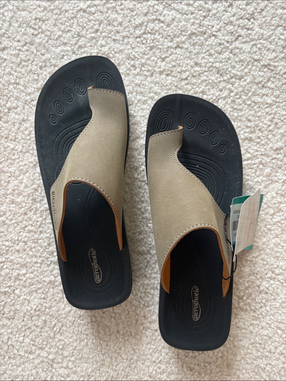 Aerothotic Taupe Toe-Post Sandals for Women